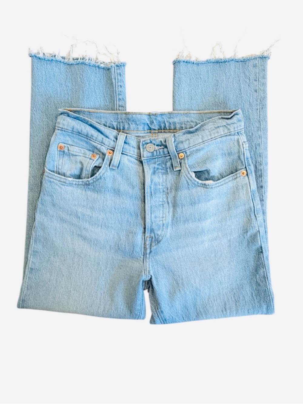 501 Levi's Light Blue High-Rise Straight Jeans Sz W25 - Picture 4 of 15